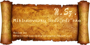 Miklusovszky Szörénke névjegykártya